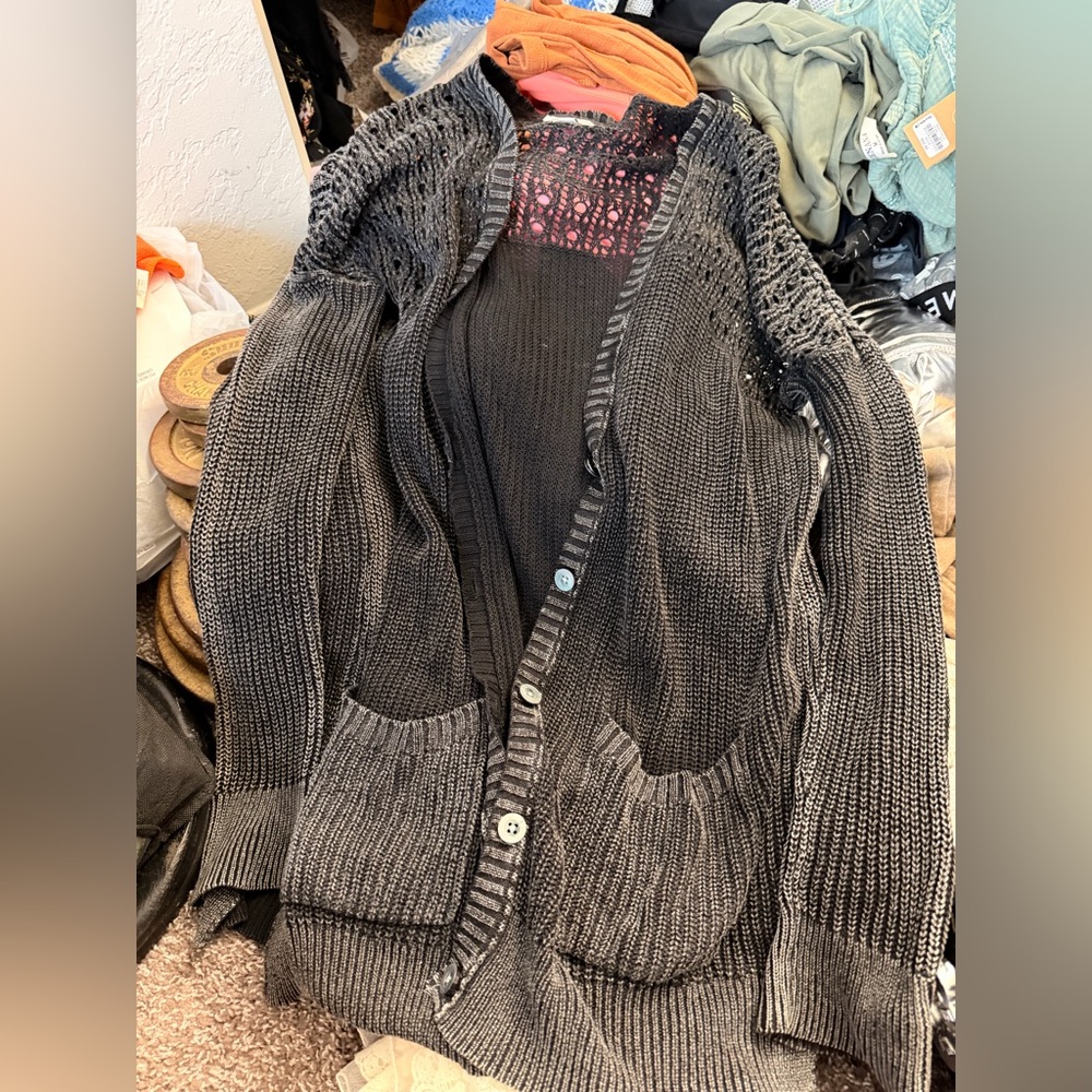 American Eagle Outfitters Charcoal Knit Cardigan